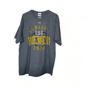Milwaukee Brewers Mens T Shirt Size XL Top Short Sleeve Baseball MLB Blue